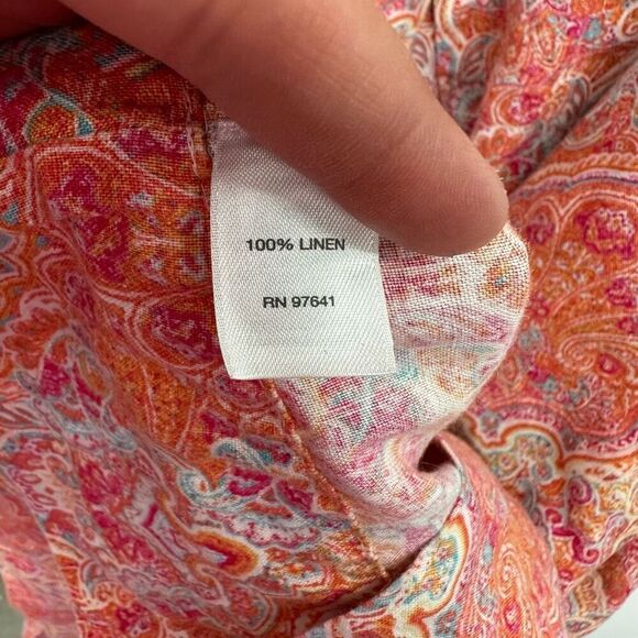 J. Jill Love Linen Women’s All Over Paisley Printed Sleeveless Midi Orange Pink - Picture 5 of 8